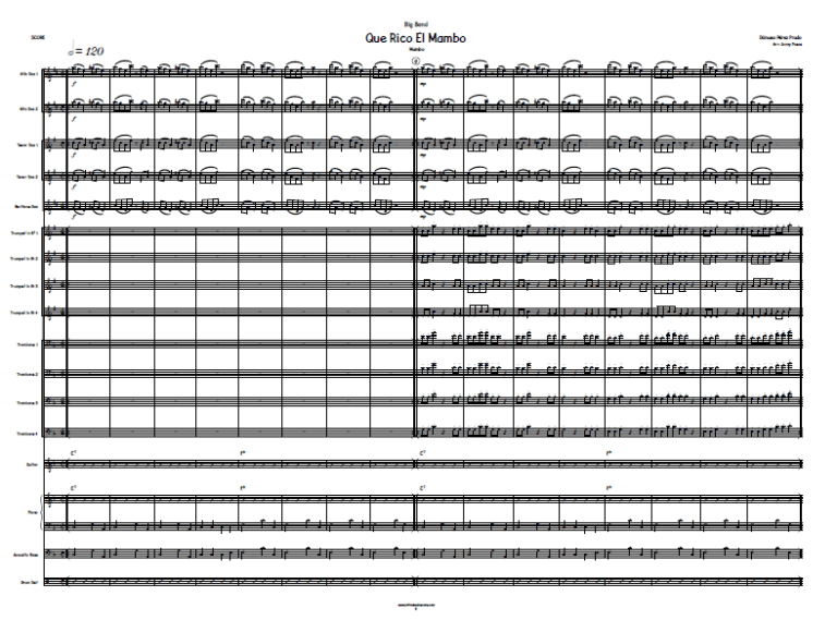 Que Rico Mambo Trombone Notes Que Rico el Mambo - Perez Prado | Mambos para Big Band » Partituras