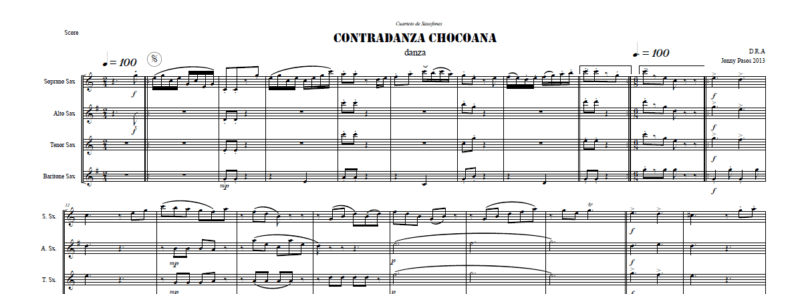 Contradanza Chocoana Danza para Cuarteto de Saxofones » Partituras