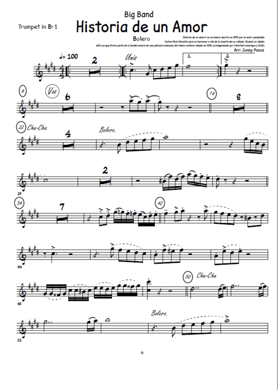 Historia de un Amor Bolero para Big Band » Latin Music Score