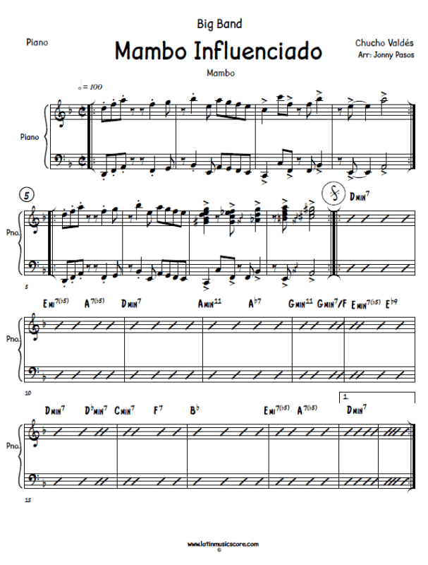 Mambo Influenciado Mambo para Big Band ¡Gratis! » Latin Music Score