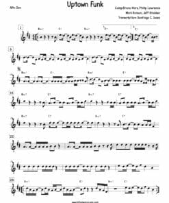 Preview - Partituras en PDF - Uptown Funk - Bruno Mars - Lead Sheet - Saxofón Alto